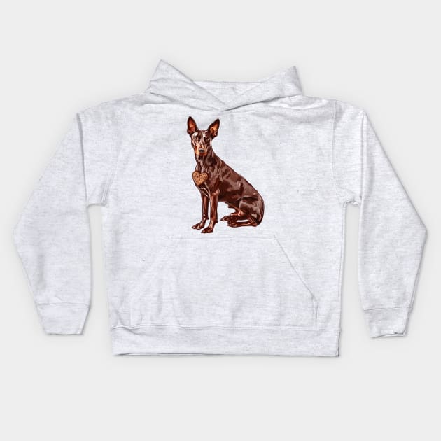 Valentine Doberman Pinscher Shaped Chocolate Kids Hoodie by Chromatic Fusion Studio